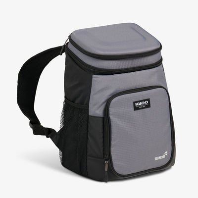 Angle View | Latitude Hardtop 18-Can Backpack::Carbonite::Drinkware side pocket