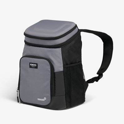 Angle View | Latitude Hardtop 18-Can Backpack::Carbonite::Adjustable, padded straps