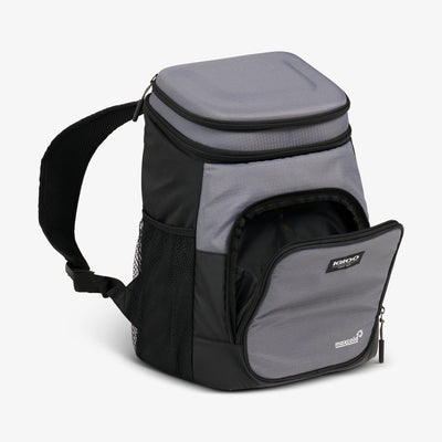 Angle View | Latitude Hardtop 18-Can Backpack::Carbonite::Storage pocket