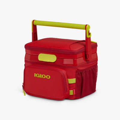 Angle View | Rival 18-Can Hybrid Cooler::Red Heat::Multiple compartments/pockets