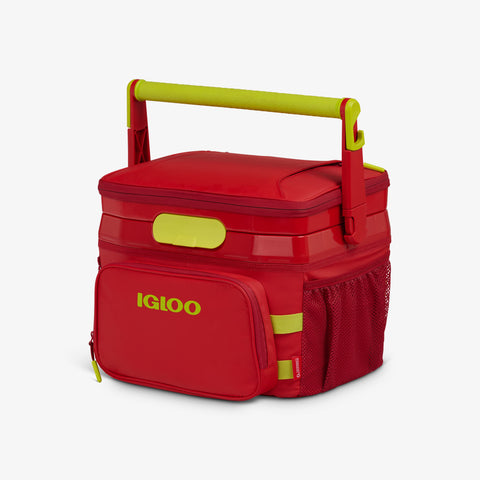 Angle View | Rival 18-Can Hybrid Cooler::Red Heat::Multiple compartments/pockets