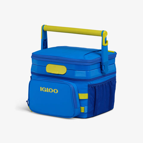 Angle View | Rival 18-Can Hybrid Cooler::Sneaky Blue::Multiple compartments/pockets