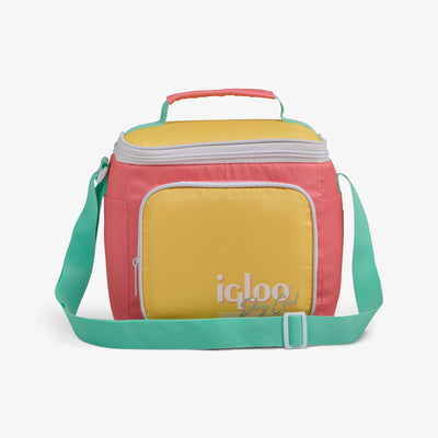 Front View | Retro Square Lunch Bag::Flamingo::Holds 9 cans