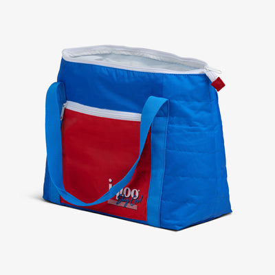 Open View | Retro Packable Puffer 20-Can Cooler Bag::Americana::Made with recycled polyester