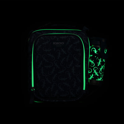 Glow View | Kids Lunch Glow Vertical Cooler + Bento Box::Lizard Glow::Glows in the dark
