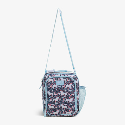 Strap View | Kids Lunch Vertical Cooler + Bento Box::Unicorns::Adjustable shoulder strap