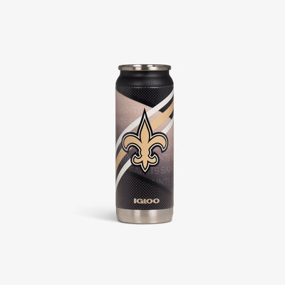 Front View | New Orleans Saints 16 Oz Can::::Durable stainless steel 