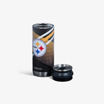 Open View | Pittsburgh Steelers 16 Oz Can::::Removable lid