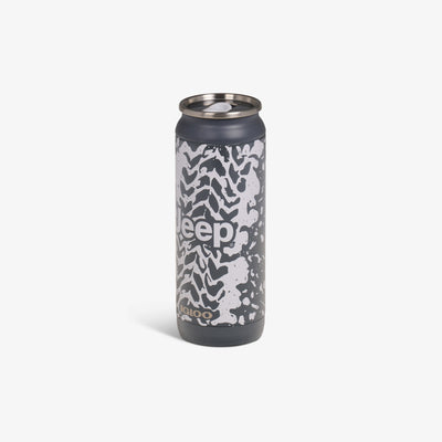 Angle View | Jeep® Off-Road 16 Oz Can::Charcoal::Sliding mouth-opening tab