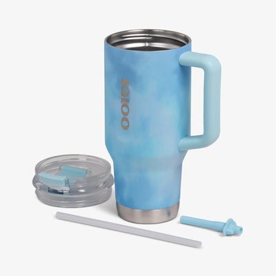 Lid Off View | 32 Oz Flip ‘n’ Sip Travel Mug::Cloud Powder Blue::Double-wall, vacuum-insulated