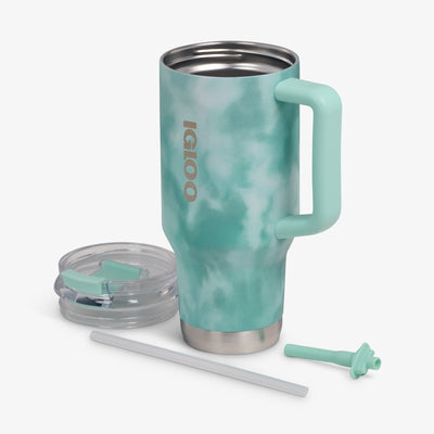 Lid Off View | 32 Oz Flip ‘n’ Sip Travel Mug::Seafoam::Double-wall, vacuum-insulated