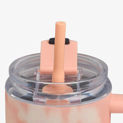 Profile View | 32 Oz Flip ‘n’ Sip Travel Mug::Cloud Apricot::Side handle