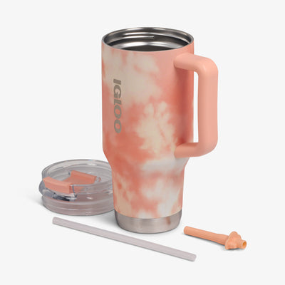 Lid Off View | 32 Oz Flip ‘n’ Sip Travel Mug::Cloud Apricot::Double-wall, vacuum-insulated