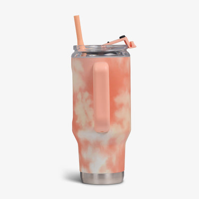 Profile View | 32 Oz Flip ‘n’ Sip Travel Mug::Cloud Apricot::Side handle