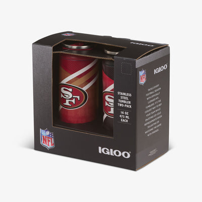 Packaging View | San Francisco 49ers Home & Away 16 Oz Can 2-Pack::::Built-in coaster