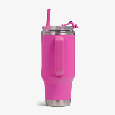 Profile View | 32 Oz Flip ‘n’ Sip Travel Mug::Pink Fizz::Side handle