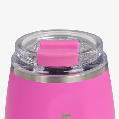 Lid View | 10 Oz Wine Tumbler::Pink Fizz::Leakproof Flip ‘n’ Sip lid