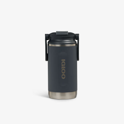 Front View | 12 Oz Flip ‘n’ Sip Tumbler::Carbonite::Fits in standard cup holders