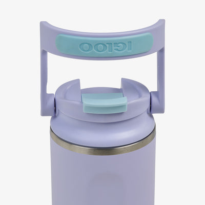 Close Up Lid View | 16 Oz Flip ‘n’ Sip Tumbler::Lilac Breeze::Retention: Up to 24hrs cold / 4hrs hot*