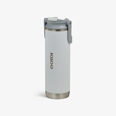 Angle View | 20 Oz Flip ‘n’ Sip Tumbler::White::No-look-sip indicator