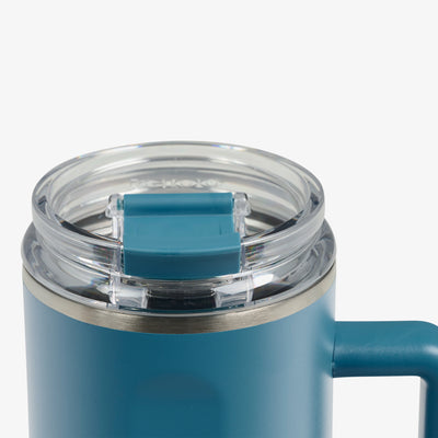 Lid Closed View | 1L Beer Mug::Modern Blue::Leakproof Flip ‘n’ Sip lid.
