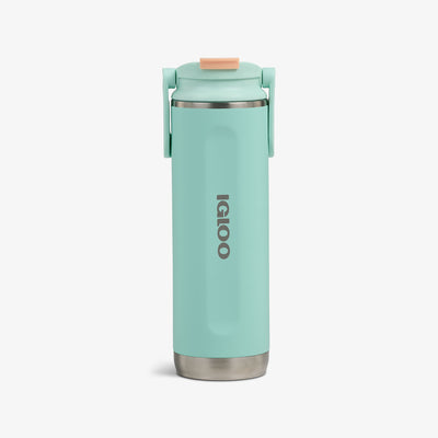 Front View | 20 Oz Flip ‘n’ Sip Tumbler::Seafoam Green::Fits in standard cup holders