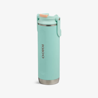 Angle View | 20 Oz Flip ‘n’ Sip Tumbler::Seafoam Green::No-look-sip indicator