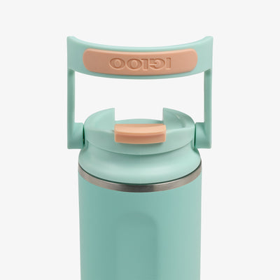 Lid View | 20 Oz Flip ‘n’ Sip Tumbler::Seafoam Green::Retention: Up to 24hrs cold / 6hrs hot*