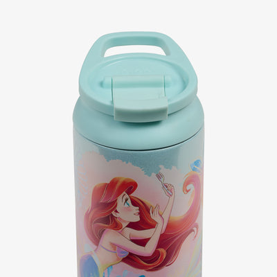 Lid Closed View | Disney The Little Mermaid 16 Oz Tumbler::::Leakproof flip ‘n’ sip lid