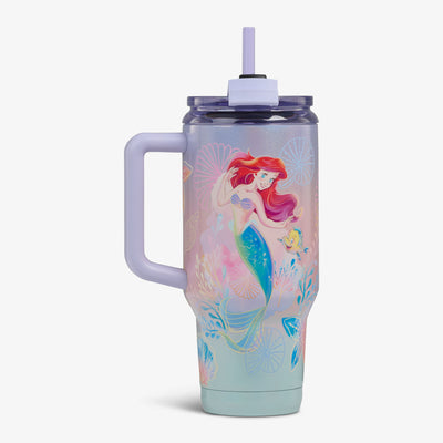 Profile View | Disney The Little Mermaid 32 Oz Travel Mug::::Side handle