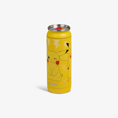 Angle View | Pokémon 16 Oz Can::Pikachu::Sliding mouth-opening tab