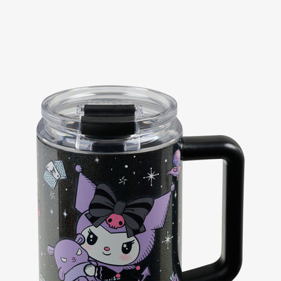 Lid Closed View | Kuromi™ 32 Oz Travel Mug::::Leakproof lid & leak-resistant straw