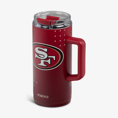 Angle View | NFL 1L Beer Mug::49ers::Leakproof flip ‘n’ sip lid