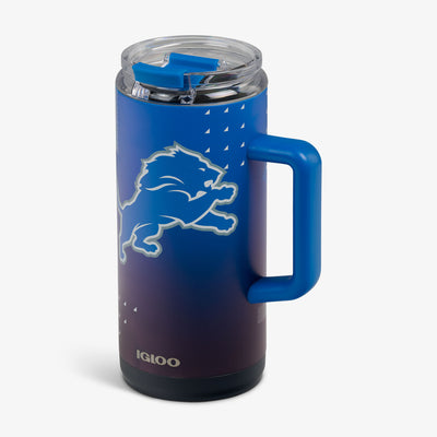 Angle View | NFL 1L Beer Mug::Lions::Leakproof flip ‘n’ sip lid