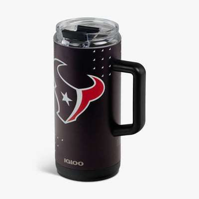 Angle View | NFL 1L Beer Mug::Texans::Leakproof flip ‘n’ sip lid