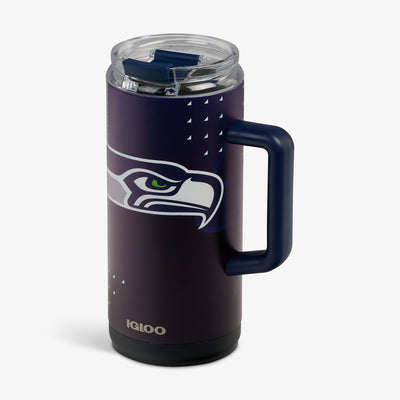 Angle View | NFL 1L Beer Mug::Seahawks::Leakproof flip ‘n’ sip lid