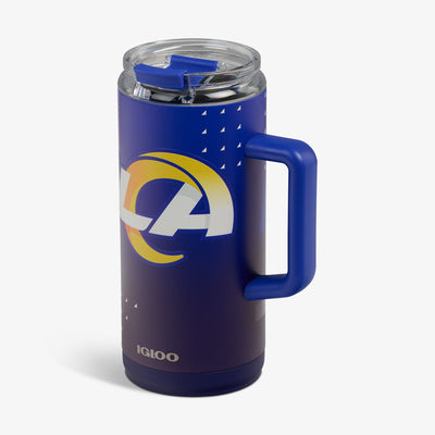 Angle View | NFL 1L Beer Mug::Rams::Leakproof flip ‘n’ sip lid
