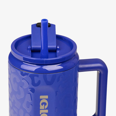Lid Open View | NFL 32 Oz Leopard Flip ‘n’ Sip Travel Mug::Rams::