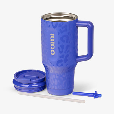 Open View | NFL 32 Oz Leopard Flip ‘n’ Sip Travel Mug::Rams::Double-wall, vacuum-insulated