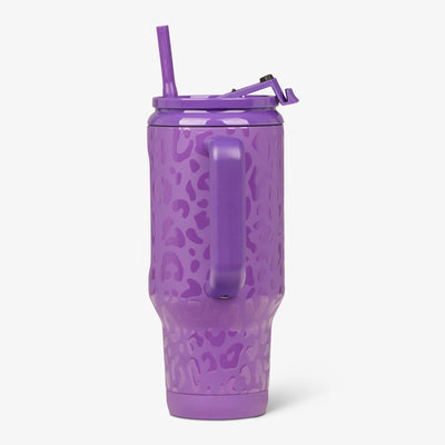 Profile View | NFL 32 Oz Leopard Flip ‘n’ Sip Travel Mug::Vikings::Side handle