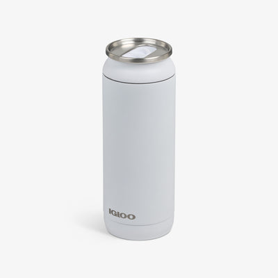 Angle View | 16 Oz Can::White::Sliding mouth-opening tab