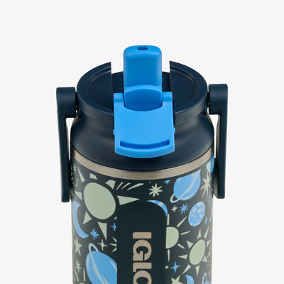 Lid Open View | Kids Lunch Glow 12 Oz Sipper Bottle::Cosmic Glow::Sipper straw