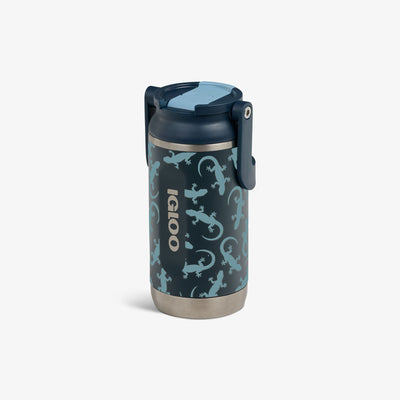 Angle View | Kids Lunch Glow 12 Oz Sipper Bottle::Lizard Glow::Hot/cold compatible