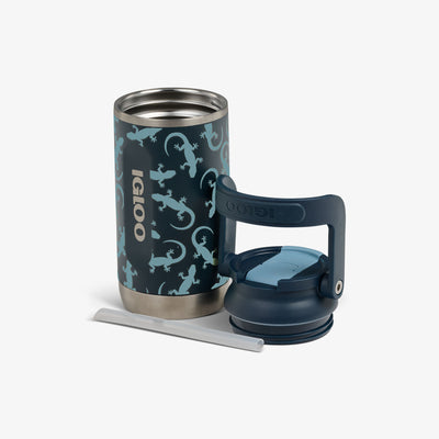 Open View | Kids Lunch Glow 12 Oz Sipper Bottle::Lizard Glow::Double-wall, vacuum-insulated