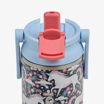 Lid Open View | Kids Lunch 12 Oz Sipper Bottle::Unicorns::Sipper straw