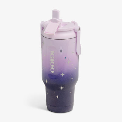 Angle View | 32 Oz Sport Sipper Bottle::Mystic Purple::Iridescent glittery body