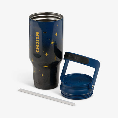 Lid Off Vie w | 32 Oz Sport Sipper Bottle::Midnight Blue::Double-wall, vacuum-insulated