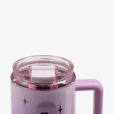 Lid Closed View | 32 Oz Flip ‘n’ Sip Travel Mug::Mystic Purple:Leakproof Flip ‘n’ Sip lid