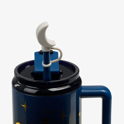 Straw View | 32 Oz Flip ‘n’ Sip Travel Mug::Midnight Blue::Gasketed, leak-resistant straw