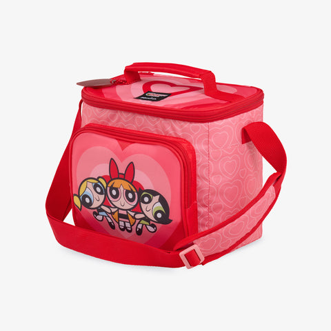 Angle View | The Powerpuff Girls Square Lunch Bag::::Additional storage pocket